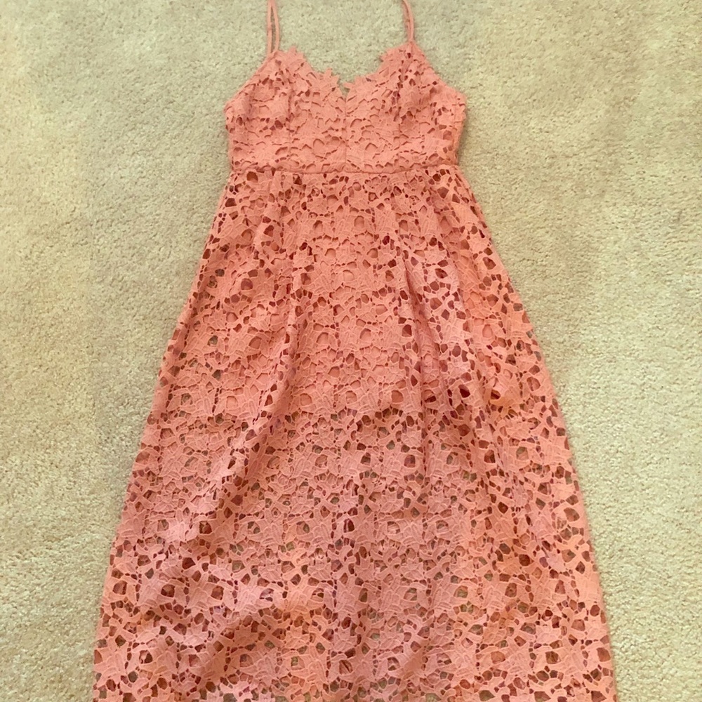 ASTR the label pink lace overlay dress - M
